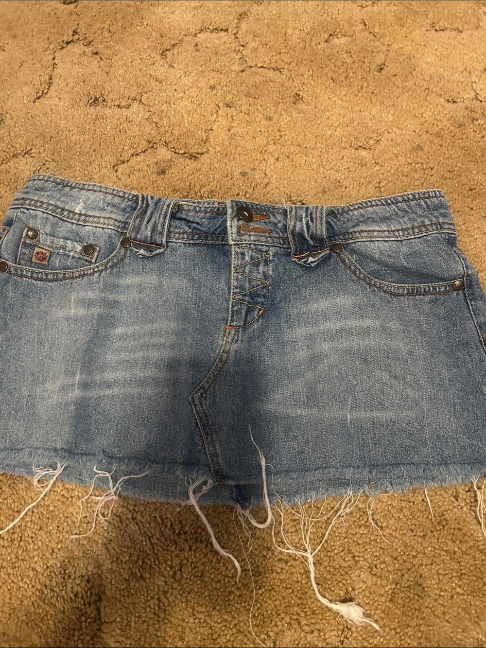 Paris Blues Light Blue Distressed Denim Mini Skirt